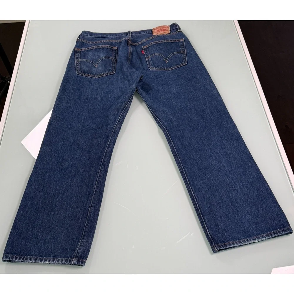 VTG 90s Levi's 501 Button Fly Denim Jean Mens 34x29 Blue Straight Fit DadCore